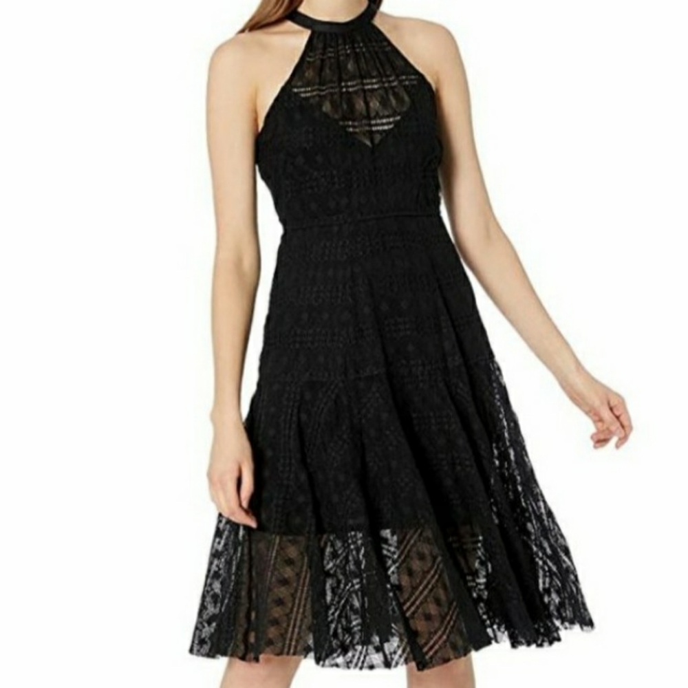 * Tracy Reese Halter Neck Laser-cut Lace D - Picture 1 of 4